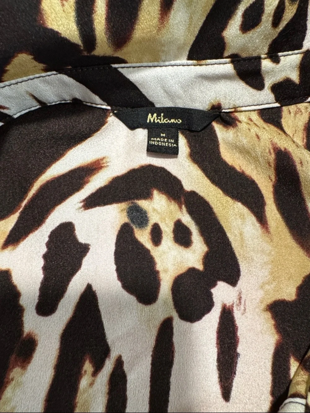 Milano Sleeveless Animal-Print Button-Front Top - Black & Cream & Brown - Picture 8 of 8